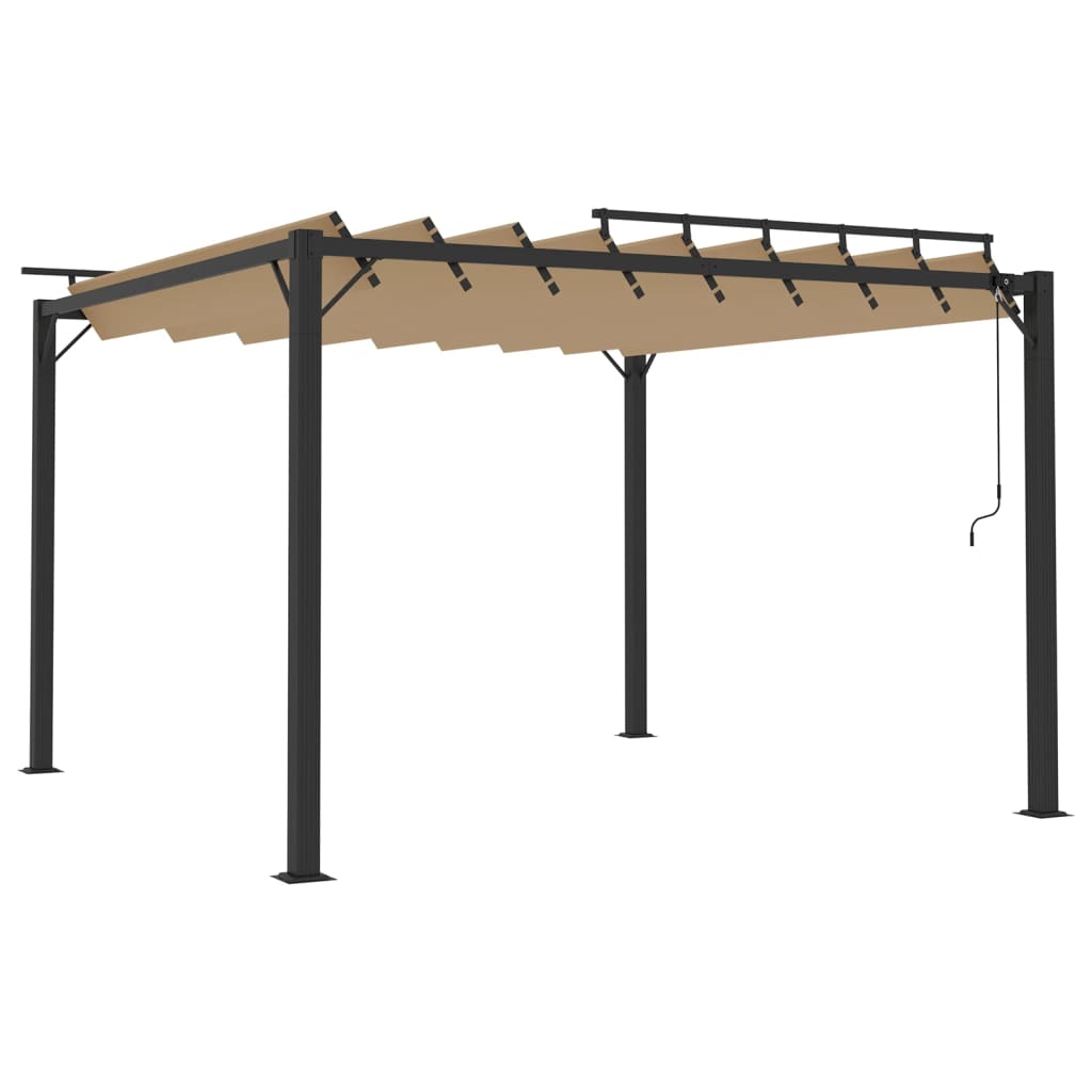 313925 vidaXL Gazebo with Louvered Roof 3x3 m Taupe Fabric and Aluminium