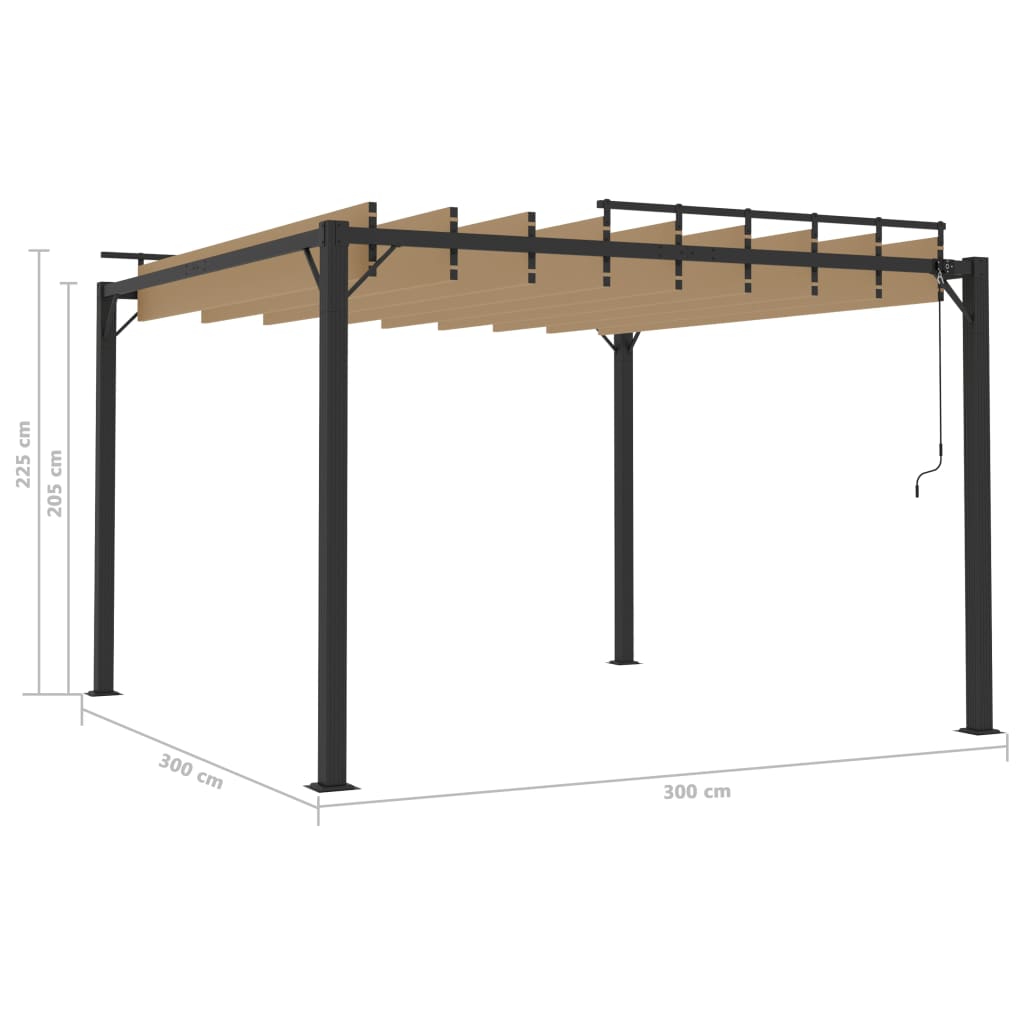 313925 vidaXL Gazebo with Louvered Roof 3x3 m Taupe Fabric and Aluminium