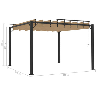 313925 vidaXL Gazebo with Louvered Roof 3x3 m Taupe Fabric and Aluminium