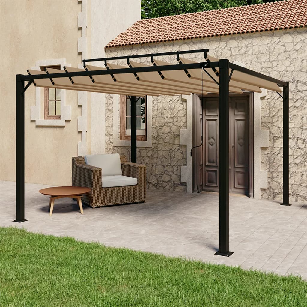 313925 vidaXL Gazebo with Louvered Roof 3x3 m Taupe Fabric and Aluminium