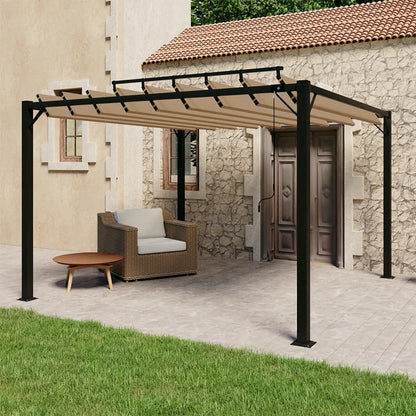 313925 vidaXL Gazebo with Louvered Roof 3x3 m Taupe Fabric and Aluminium
