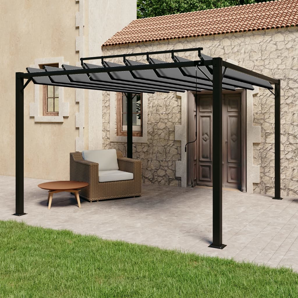 313926 vidaXL Gazebo with Louvered Roof 3x3 m Anthracite Fabric and Aluminium