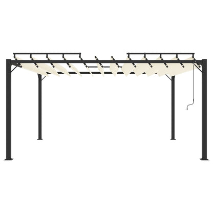 313927 vidaXL Gazebo with Louvered Roof 3x4 m Cream Fabric and Aluminium