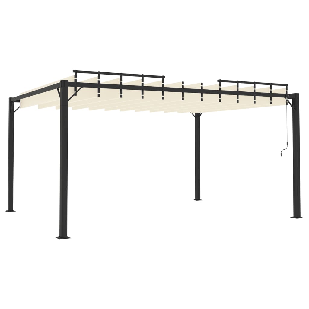 313927 vidaXL Gazebo with Louvered Roof 3x4 m Cream Fabric and Aluminium