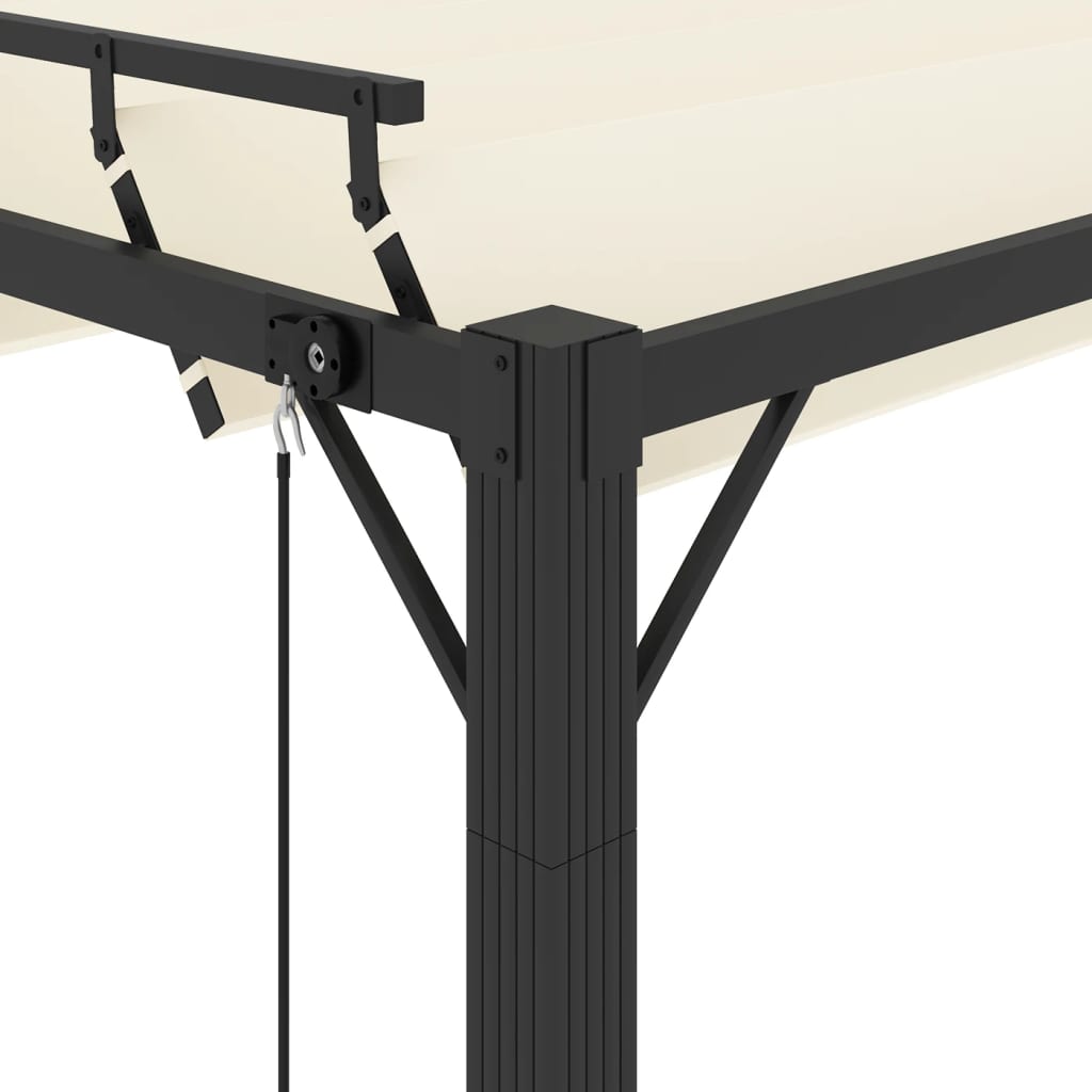 313927 vidaXL Gazebo with Louvered Roof 3x4 m Cream Fabric and Aluminium