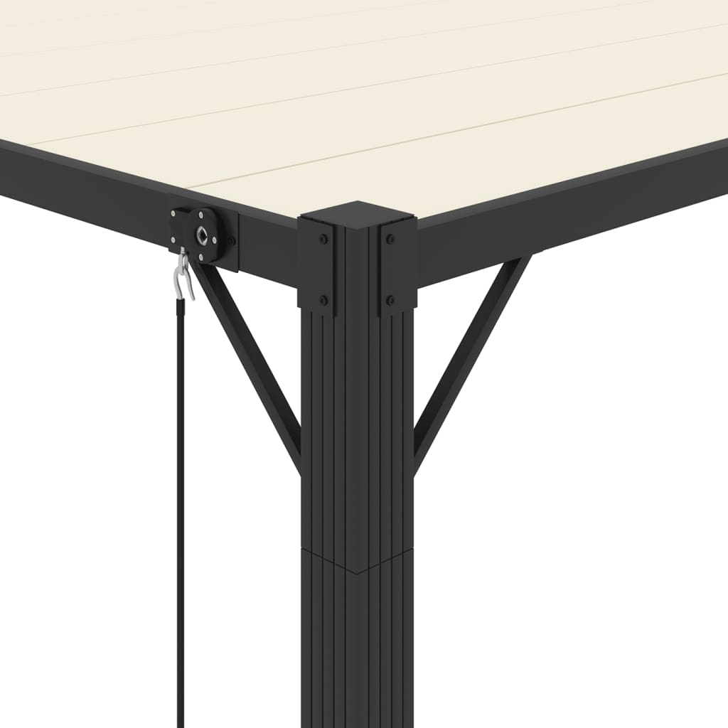 313927 vidaXL Gazebo with Louvered Roof 3x4 m Cream Fabric and Aluminium