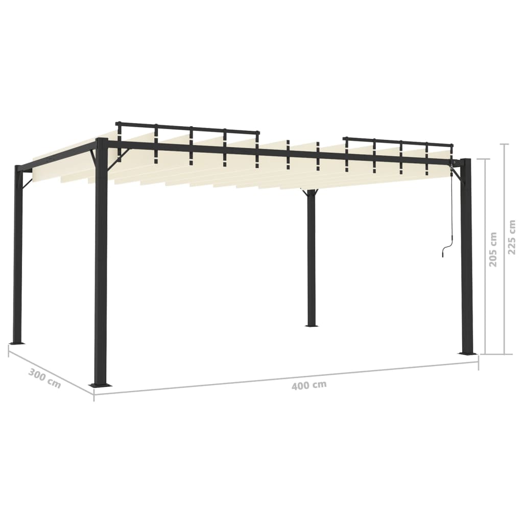 313927 vidaXL Gazebo with Louvered Roof 3x4 m Cream Fabric and Aluminium