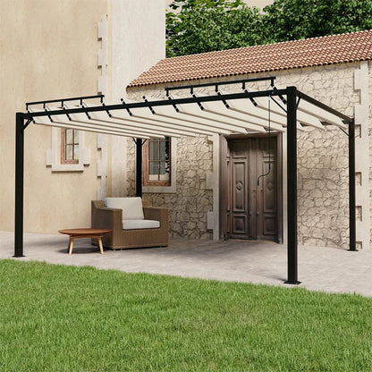 313927 vidaXL Gazebo with Louvered Roof 3x4 m Cream Fabric and Aluminium