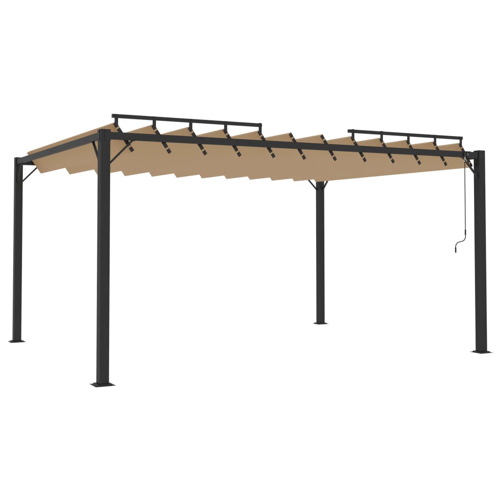 313928 vidaXL Gazebo with Louvered Roof 3x4 m Taupe Fabric and Aluminium