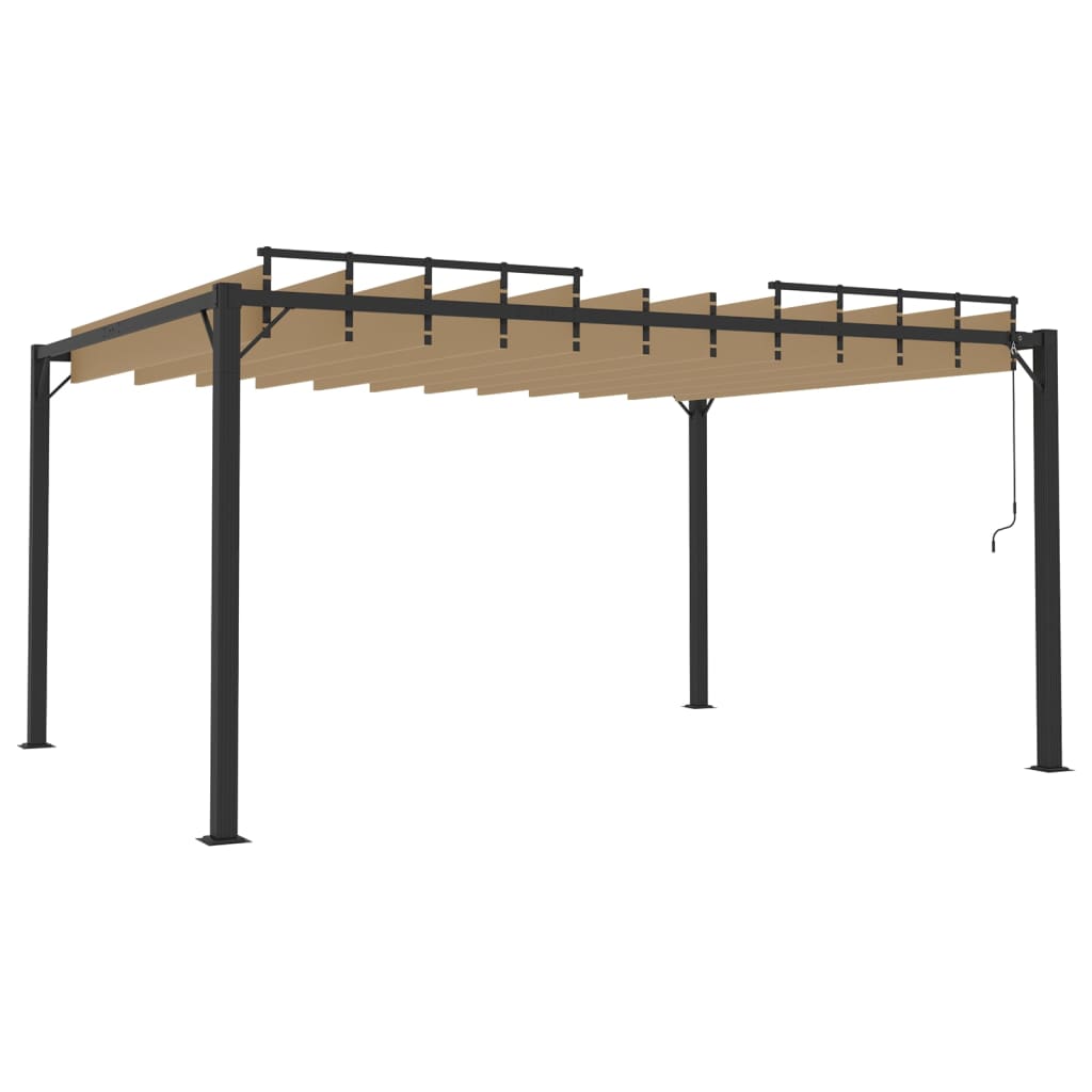 313928 vidaXL Gazebo with Louvered Roof 3x4 m Taupe Fabric and Aluminium