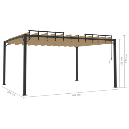 313928 vidaXL Gazebo with Louvered Roof 3x4 m Taupe Fabric and Aluminium