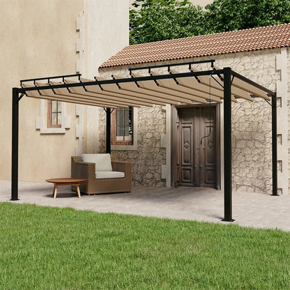 313928 vidaXL Gazebo with Louvered Roof 3x4 m Taupe Fabric and Aluminium