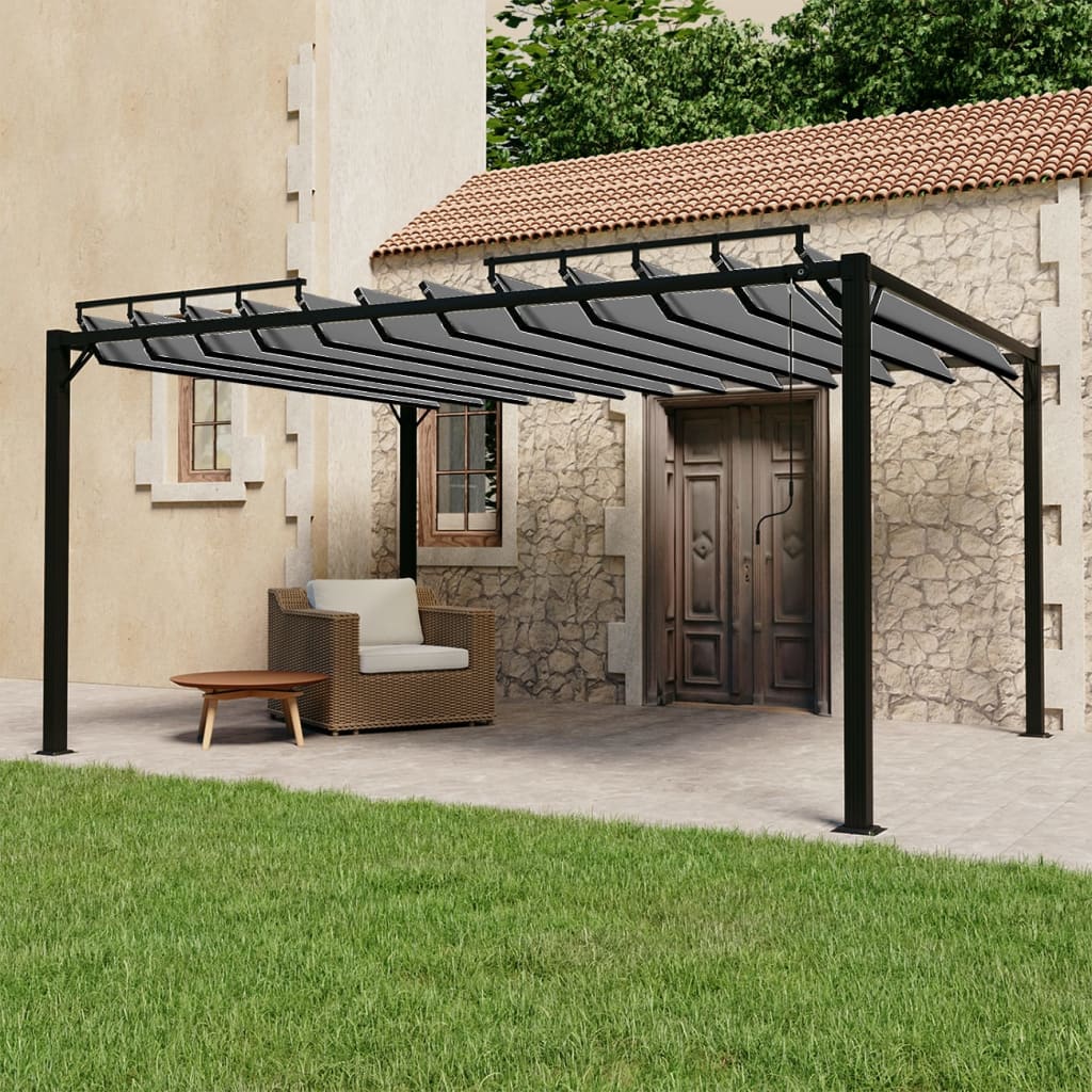 313929 vidaXL Gazebo with Louvered Roof 3x4 m Anthracite Fabric and Aluminium