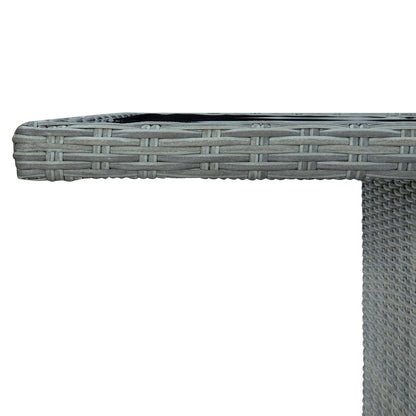vidaXL Garden Table Light Grey Poly Rattan and Tempered Glass