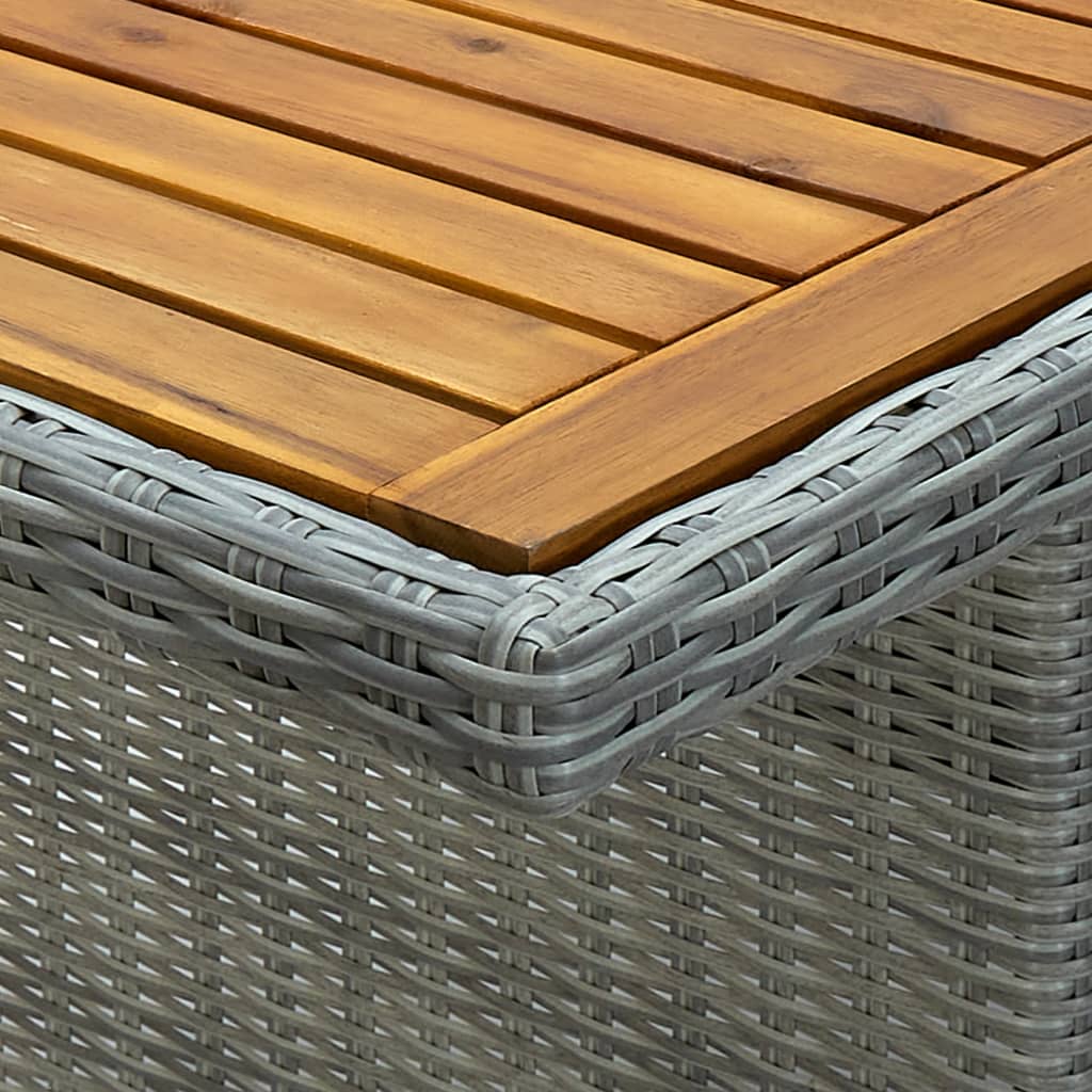 vidaXL Garden Table Light Grey Poly Rattan and Solid Acacia Wood