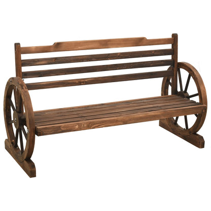 vidaXL Bench | Brown | Solid Firwood | Medium | Fun Inlays | Garden Bench - 112 cm