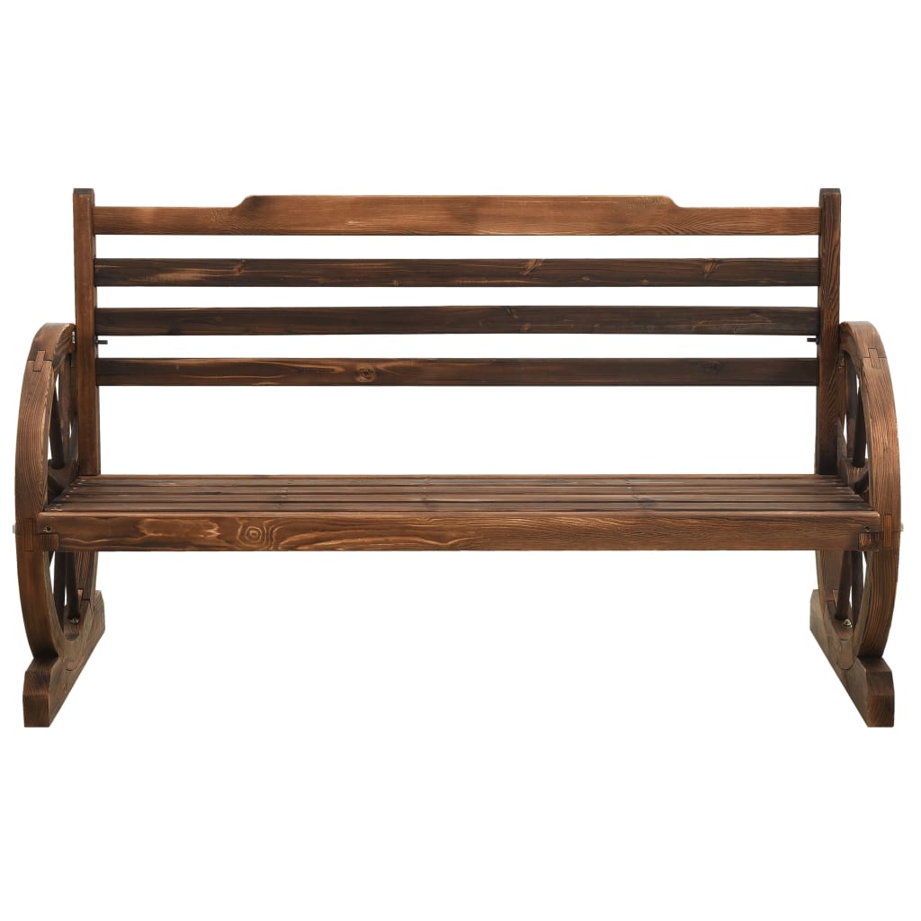 vidaXL Bench | Brown | Solid Firwood | Medium | Fun Inlays | Garden Bench - 112 cm
