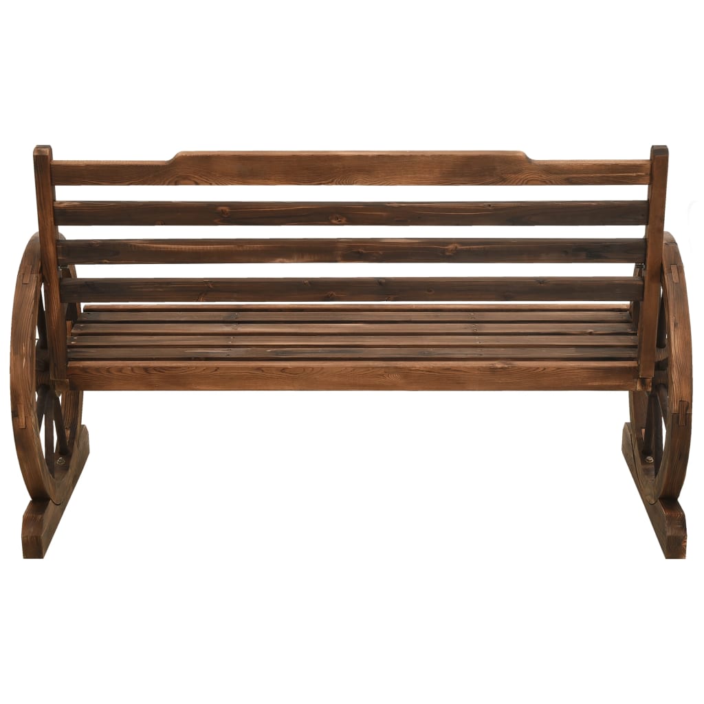 vidaXL Bench | Brown | Solid Firwood | Medium | Fun Inlays | Garden Bench - 112 cm