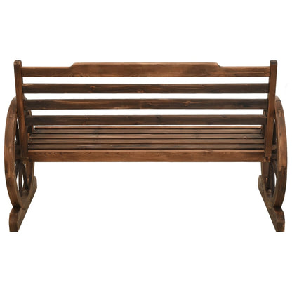 vidaXL Bench | Brown | Solid Firwood | Medium | Fun Inlays | Garden Bench - 112 cm