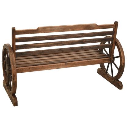 vidaXL Bench | Brown | Solid Firwood | Medium | Fun Inlays | Garden Bench - 112 cm