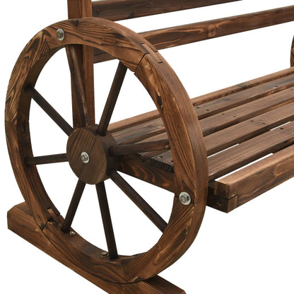 vidaXL Bench | Brown | Solid Firwood | Medium | Fun Inlays | Garden Bench - 112 cm