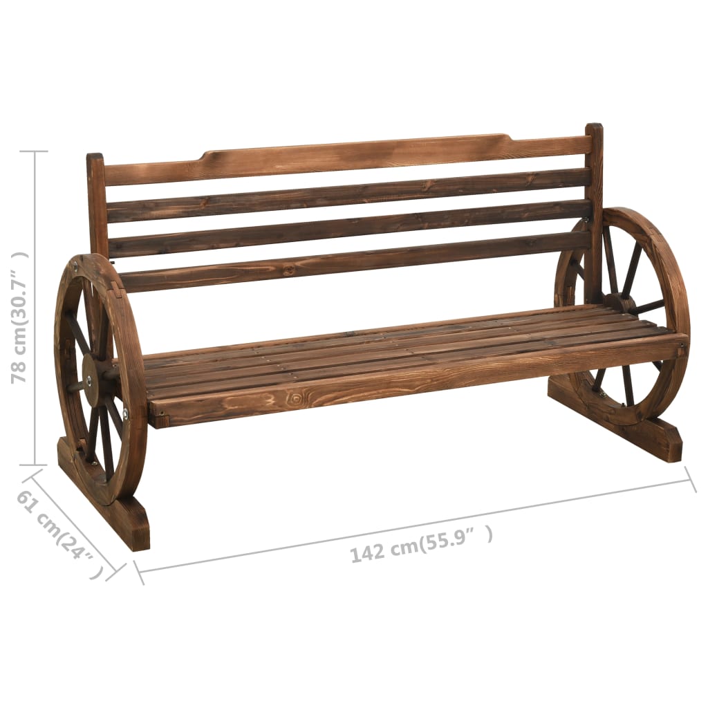 vidaXL Wooden Bench | Brown | Solid firwood | Large | Durable | Garden Bench - 142 cm