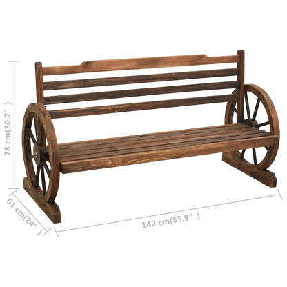 vidaXL Wooden Bench | Brown | Solid firwood | Large | Durable | Garden Bench - 142 cm