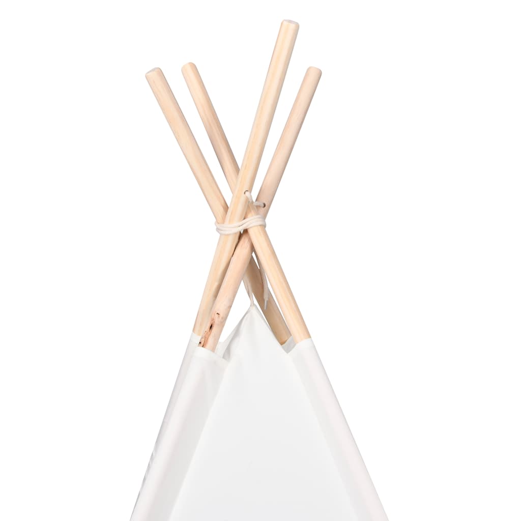 vidaXL Children Teepee Tent with Bag Peach Skin White 120x120x150 cm