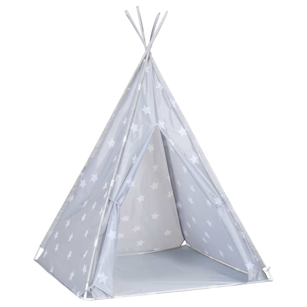 vidaXL Children Teepee Tent with Bag Polyester Grey 115x115x160 cm