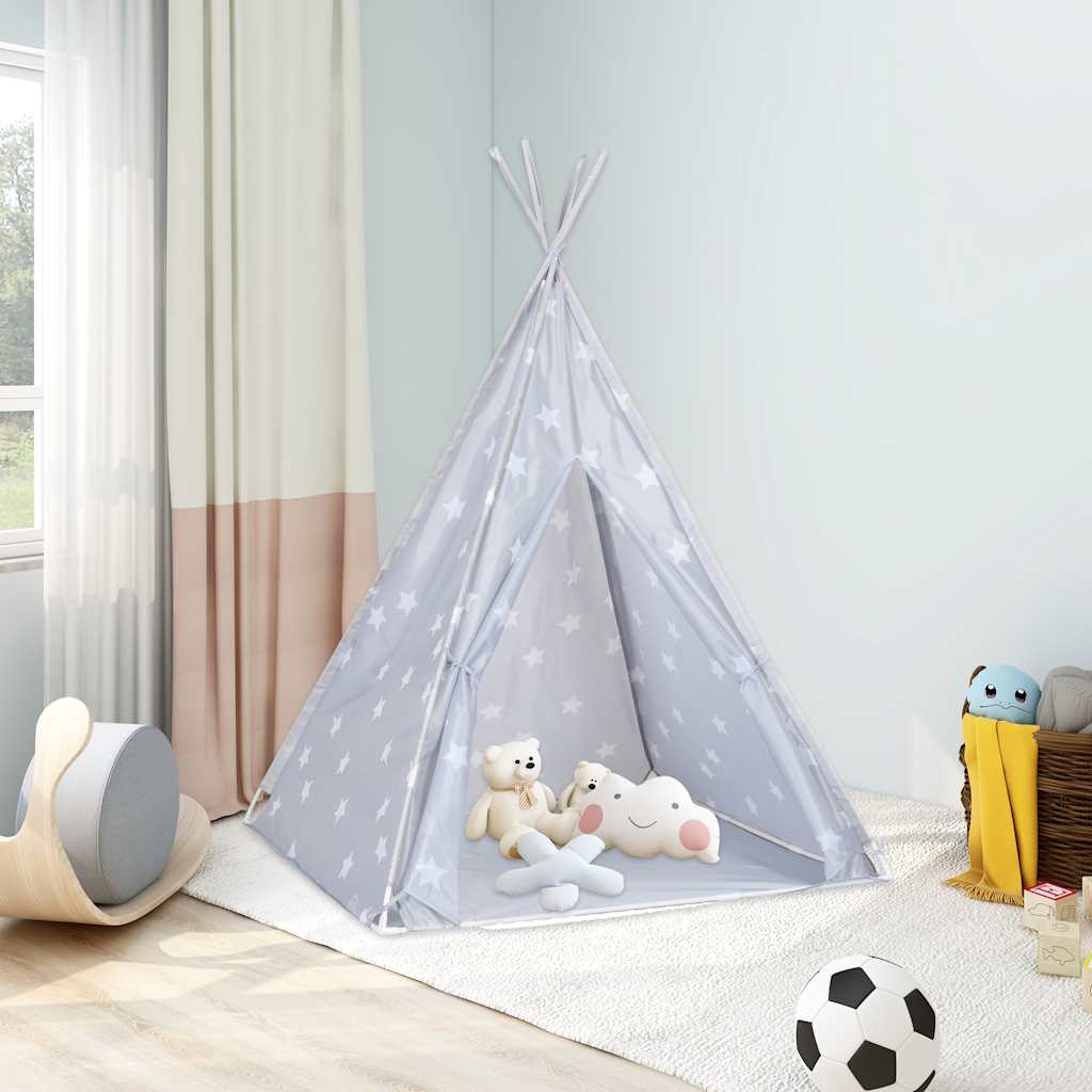 vidaXL Children Teepee Tent with Bag Polyester Grey 115x115x160 cm