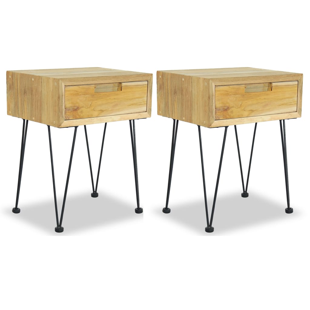 vidaXL Bedside Cabinets 2 pcs 40x30x50 cm Solid Teak - Brown