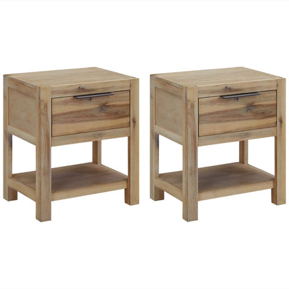vidaXL Nightstands with Drawers 2 pcs 40x30x48 cm Solid Acacia Wood - Brown