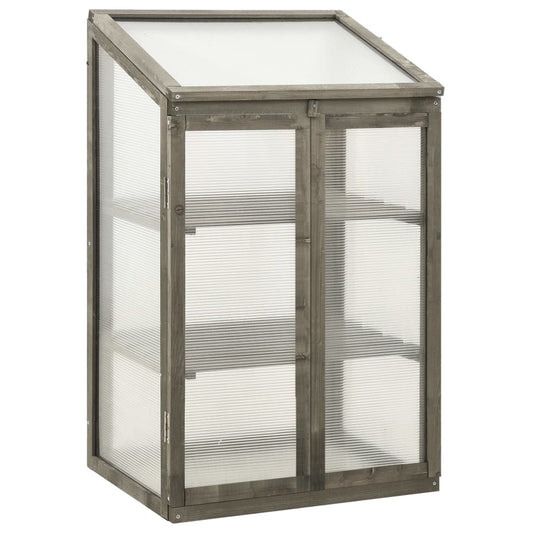 vidaXL Greenhouse | Grey | Solid Firwood, PC board | 60x45x100 cm