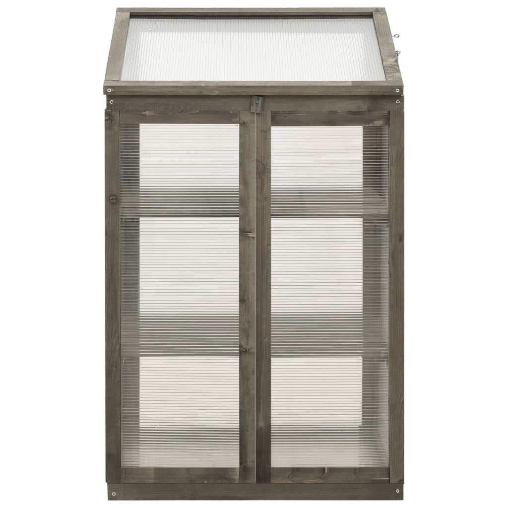 vidaXL Greenhouse | Grey | Solid Firwood, PC board | 60x45x100 cm