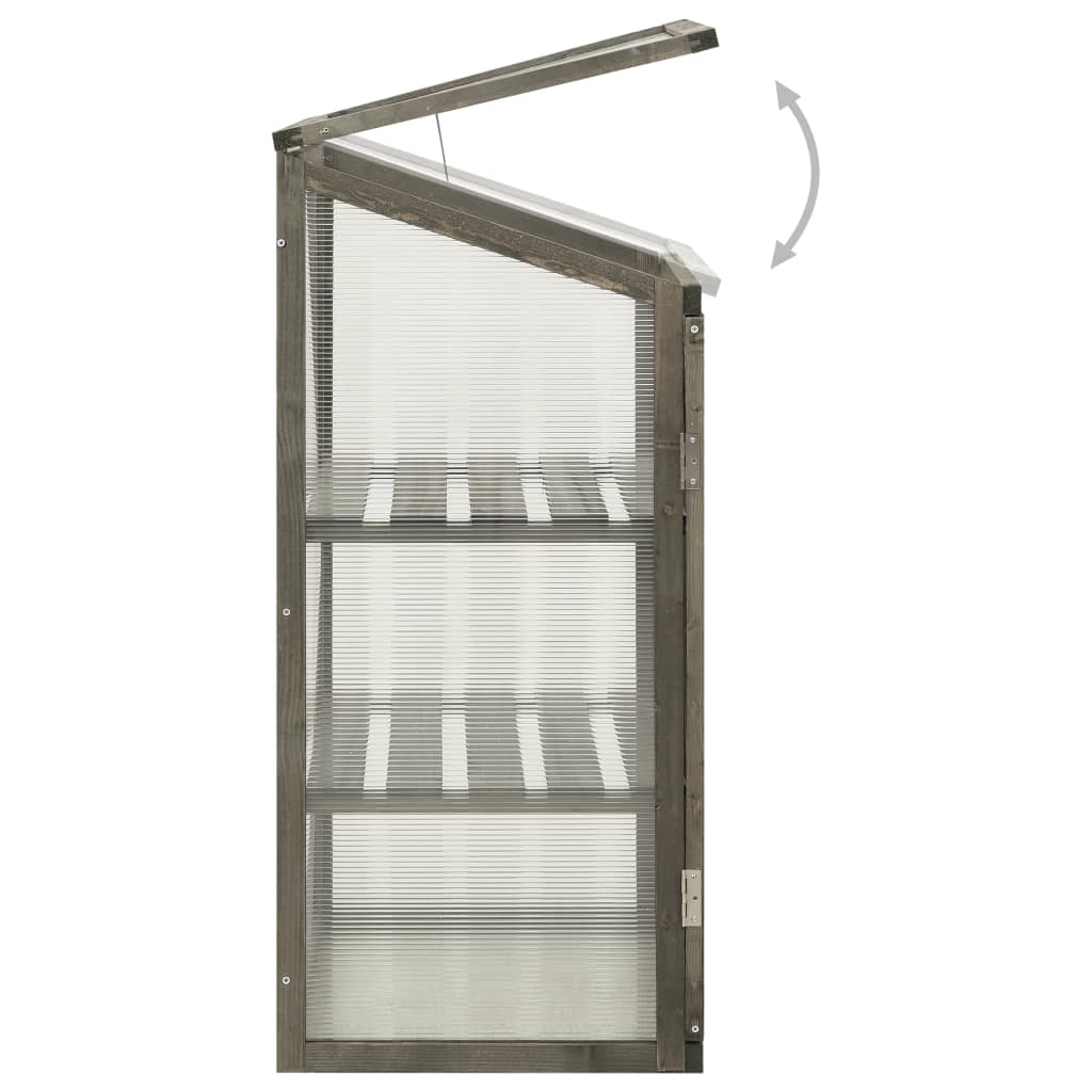 vidaXL Greenhouse | Grey | Solid Firwood, PC board | 60x45x100 cm