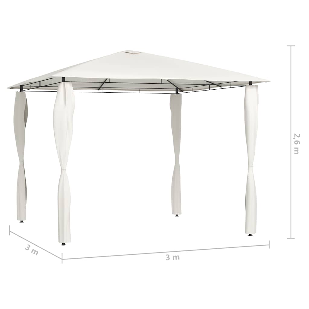 vidaXL Gazebo with Post Covers 3x3x2.6 m Cream 160 g/m² - 3 x 3 x 2.6 m