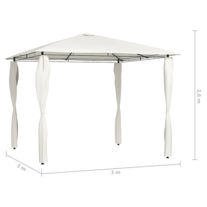 vidaXL Gazebo with Post Covers 3x3x2.6 m Cream 160 g/m² - 3 x 3 x 2.6 m