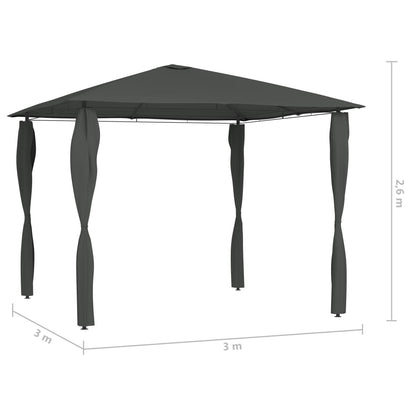 vidaXL Gazebo with Post Covers 3x3x2.6 m Anthracite 160 g/m² - 3 x 3 x 2.6 m