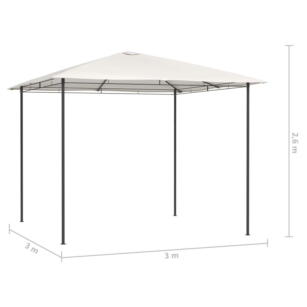 vidaXL Gazebo | Cream | Steel | 3x3m | Durable | Gazebo | Square | Modern - 3 x 3 x 2.6 m