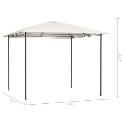 vidaXL Gazebo | Cream | Steel | 3x3m | Durable | Gazebo | Square | Modern - 3 x 3 x 2.6 m