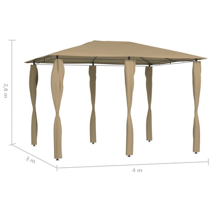 vidaXL Gazebo with Post Covers 3x4x2.6 m Taupe 160 g/m² - 3 x 4 x 2.6 m