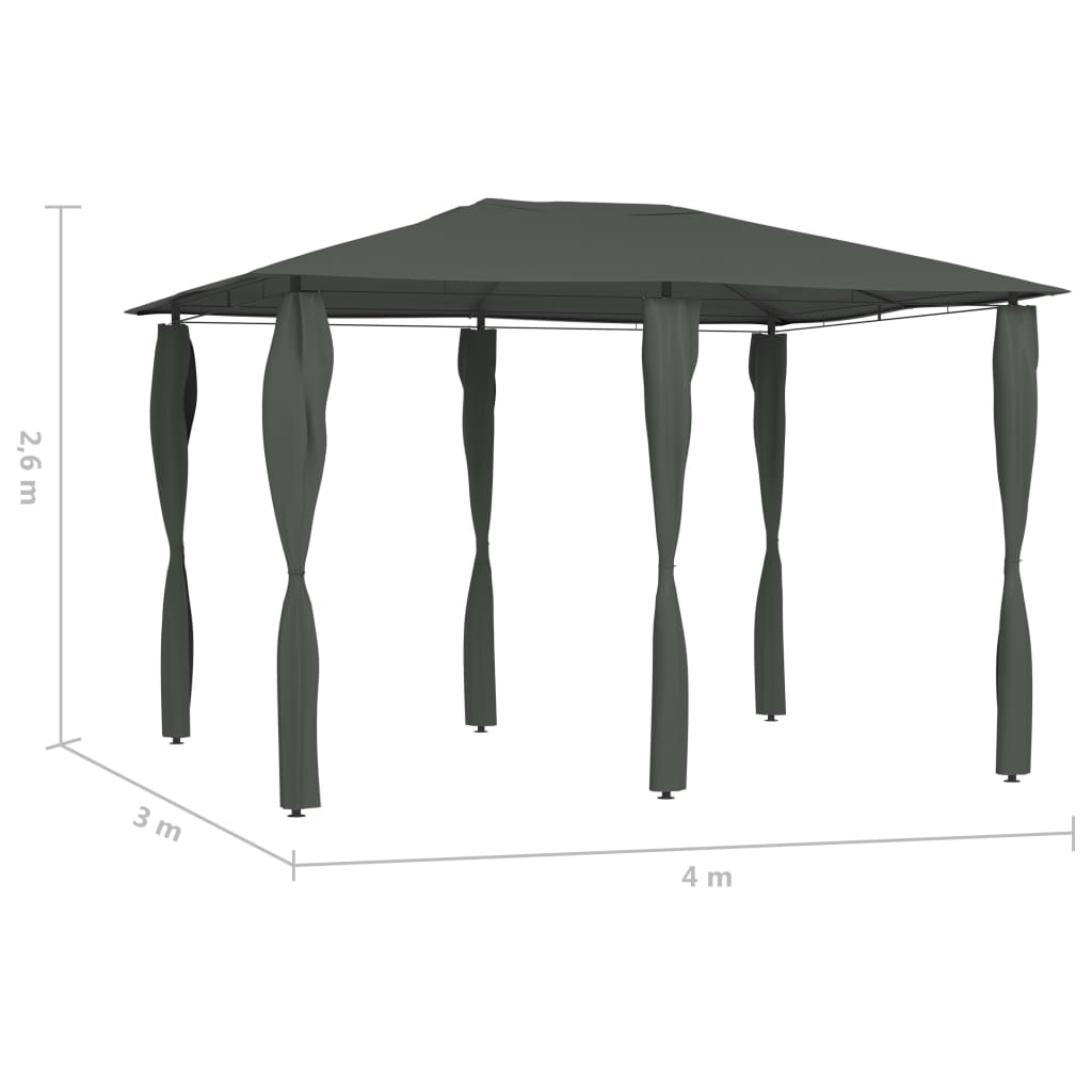 vidaXL Gazebo with Post Covers 3x4x2.6 m Anthracite 160 g/m² - 3 x 4 x 2.6 m