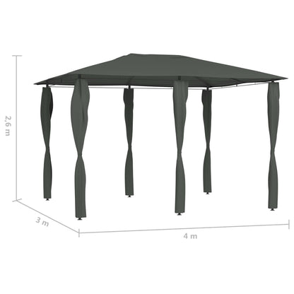 vidaXL Gazebo with Post Covers 3x4x2.6 m Anthracite 160 g/m² - 3 x 4 x 2.6 m