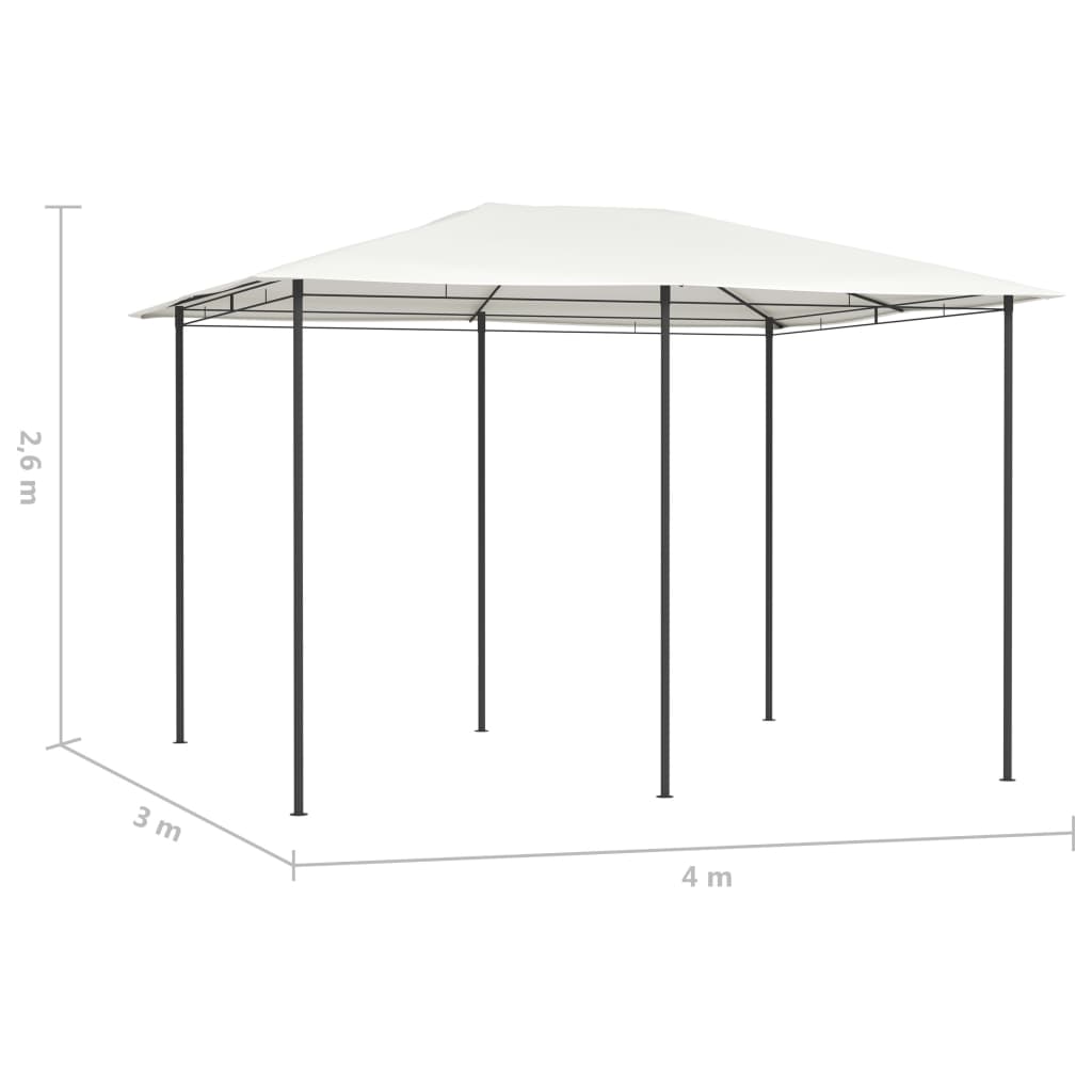 vidaXL Gazebo | Cream | Fabric | 3x4x2.6 m | Durable | Gazebo | Rectangular - 3 x 4 x 2.6 m