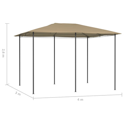 vidaXL Gazebo | Taupe | Fabric, Steel | Large | Durable | Gazebo | Rectangular - 3 x 4 x 2.6 m