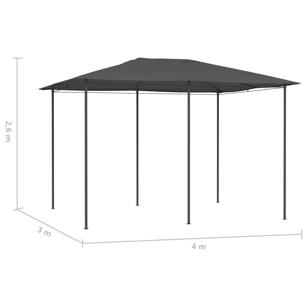 vidaXL Gazebo | Anthracite | Fabric, steel | 3x4 meters | Seats Many | Gazebo - 3 x 4 x 2.6 m