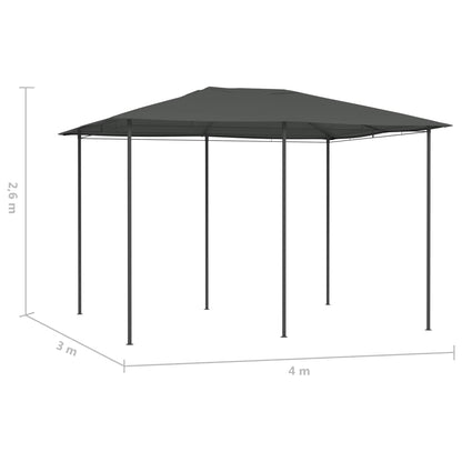 vidaXL Gazebo | Anthracite | Fabric, steel | 3x4 meters | Seats Many | Gazebo - 3 x 4 x 2.6 m