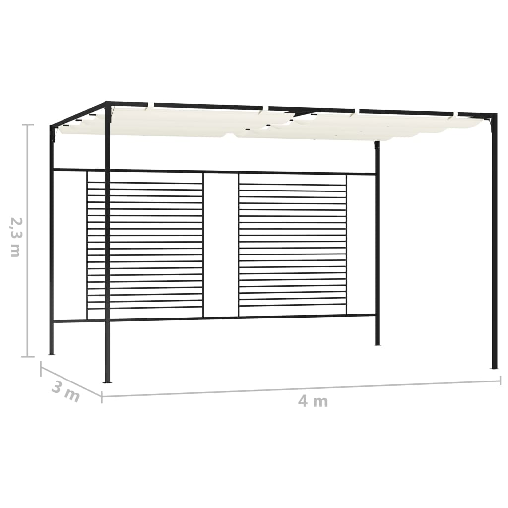vidaXL Gazebo with Retractable Roof 3x4x2.3 m Cream 180 g/m²