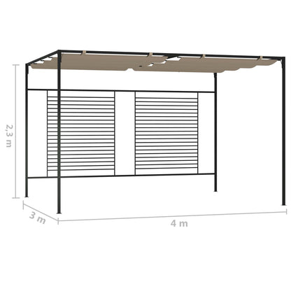 vidaXL Gazebo with Retractable Roof 3x4x2.3 m Taupe 180 g/m²