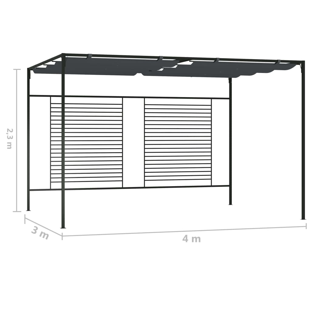 vidaXL Gazebo with Retractable Roof 4x3x2.3 m Anthracite 180 g/m²